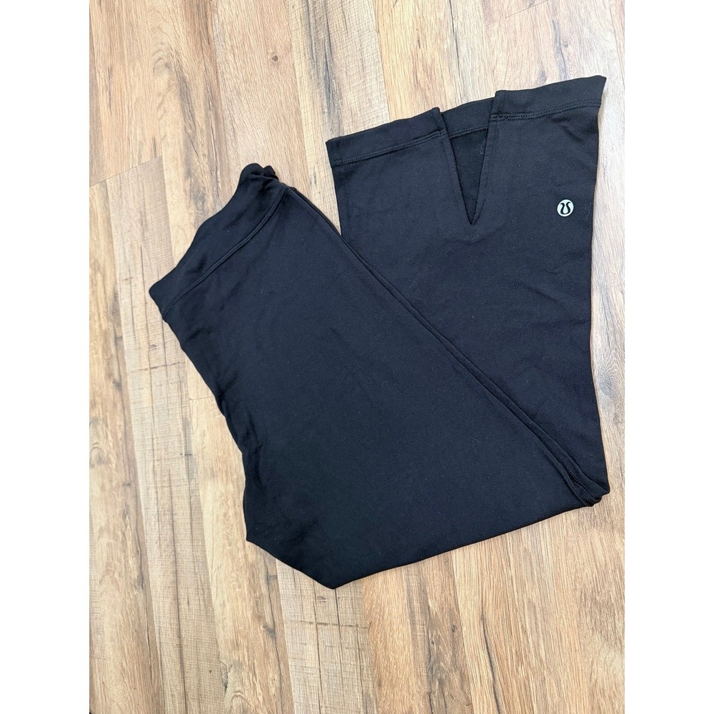 Lululemon Black Capri‎ Leggings Side Slit Stretch Athletic Yoga Pants